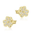 Leaf Clovers With CZ Stone Silver Ear Stud STS-5149